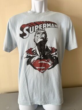 Old Navy Collectabilitees Light Blue Superman Graphic Tee